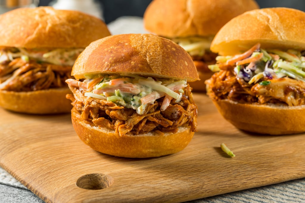 Homemade Barbecue Pulled Chicken Sliders with Coleslaw